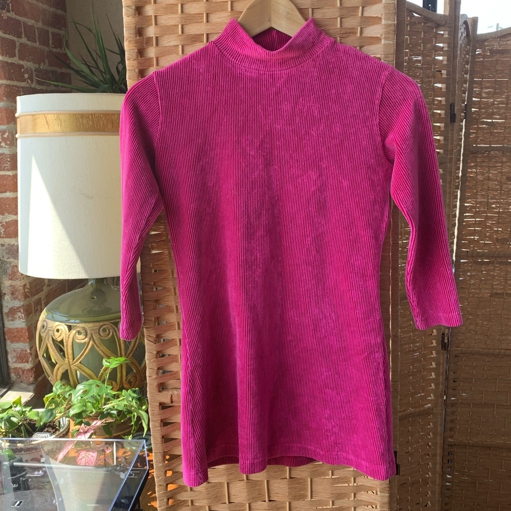 Vintage 90s y2k pink velvet mock neck top
